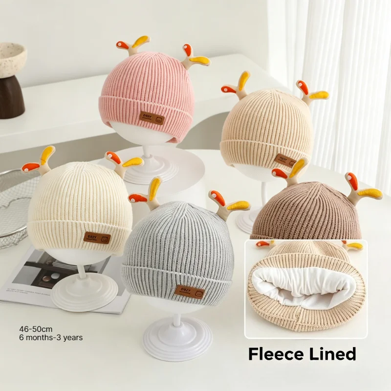 Knit Beanie Hat Warm - Kids Hat 46-50cm 6M-3Y Girls Cap