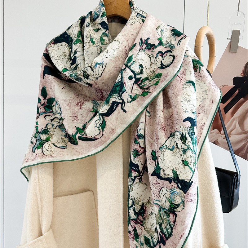 Luxury 135x135cm Silk Wool Sca - огляд і ціна Shawl Wrap Winter