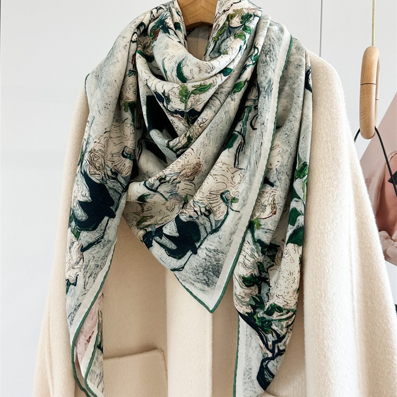Luxury 135x135cm Silk Wool Sca - огляд і ціна Shawl Wrap Winter