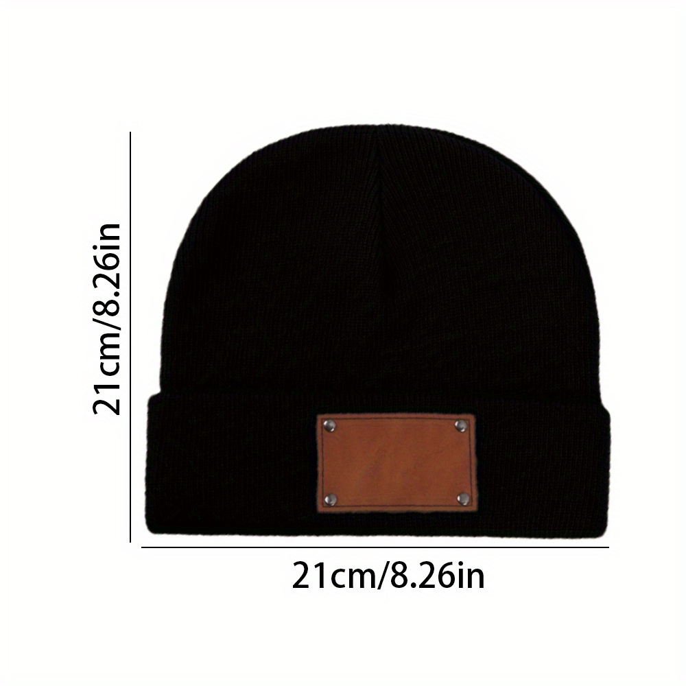 Custom Leather Patch Beanie Cu - огляд і ціна Knit Beanie Hat Warm